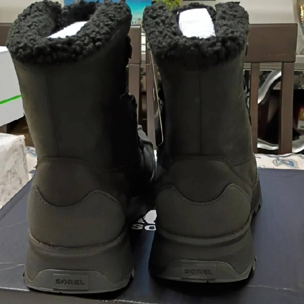 New Sorel Scout 87 Black Insulated Winter Lace-Up Waterproof HIking Boots 10
